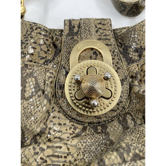Steven By Steve Madden Faux‎ Python Shoulder Purse Gold Hardware Chain Strap - Picture 13 of 15